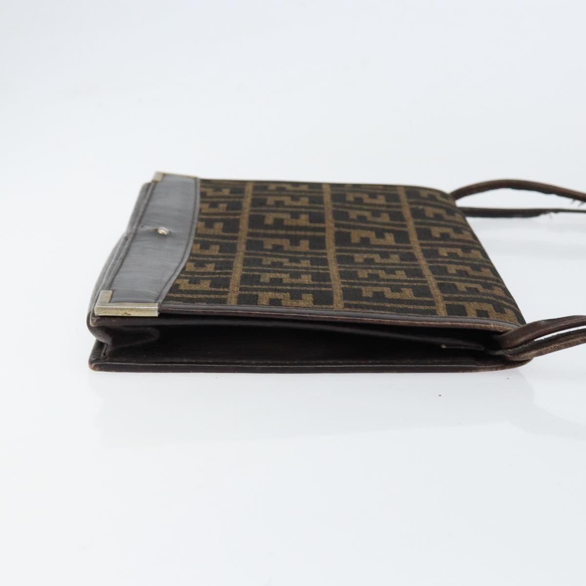 FENDI Zucca Canvas Shoulder Bag Black Brown Auth 152077