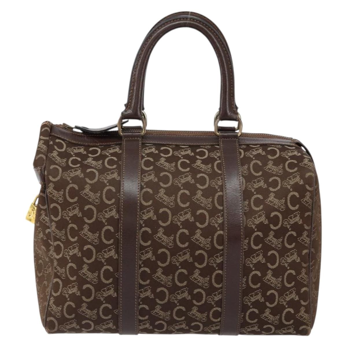 CELINE C Sulky Boston Bag Canvas Brown Auth 152078