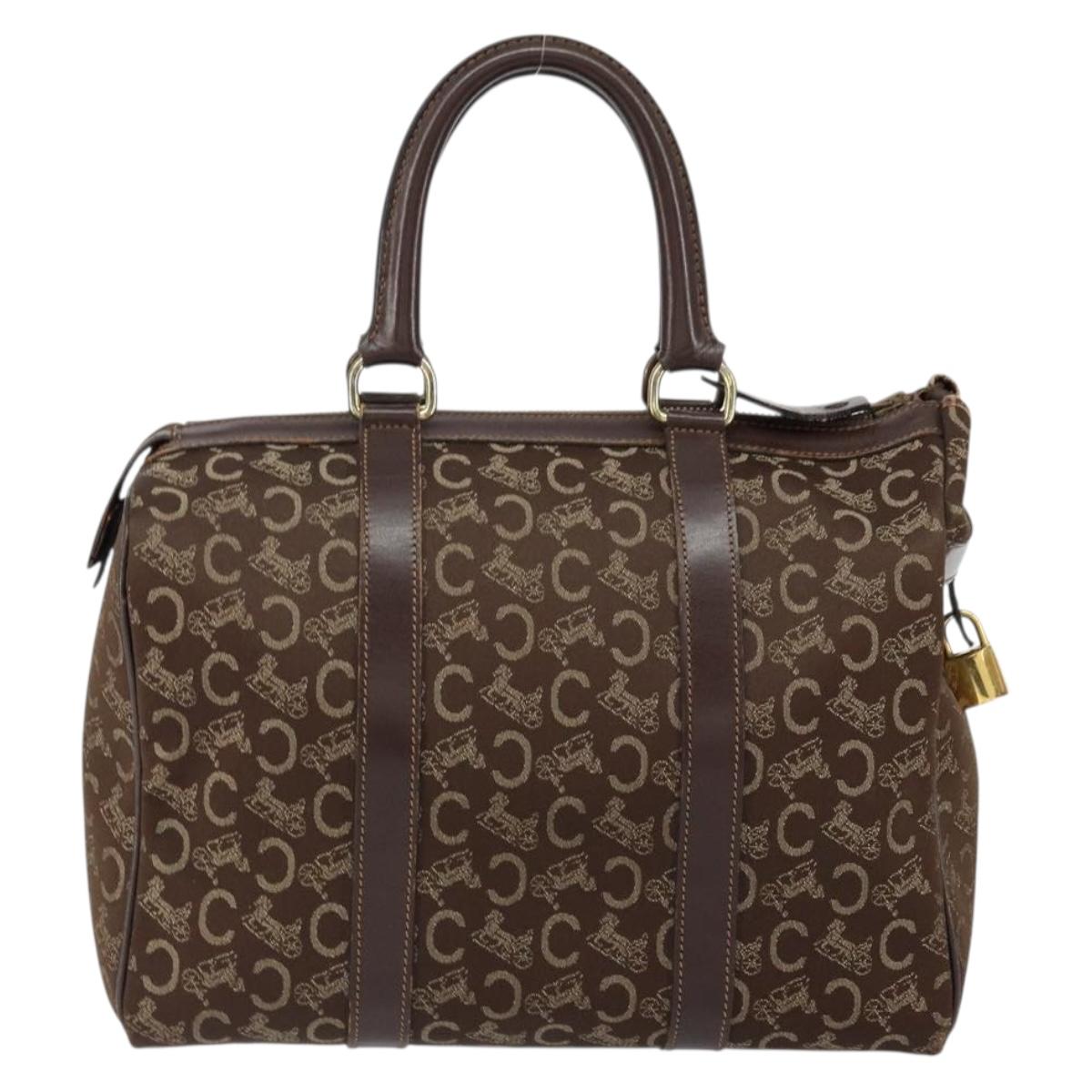 CELINE C Sulky Boston Bag Canvas Brown Auth 152078