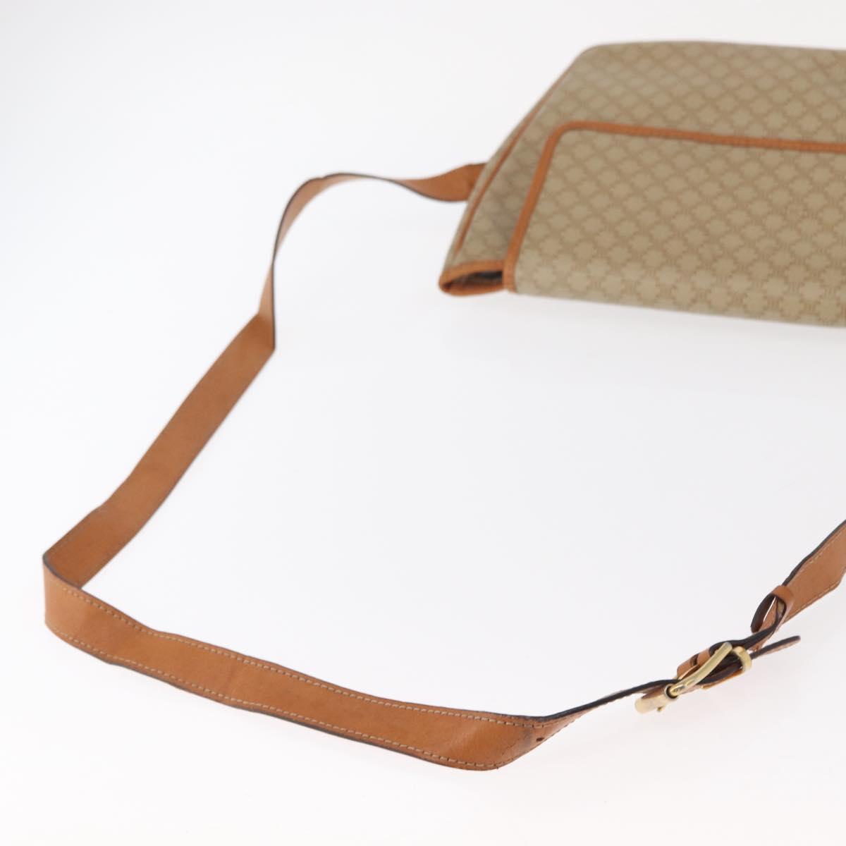 CELINE Macadam Canvas Shoulder Bag PVC Beige Gold Auth 152081