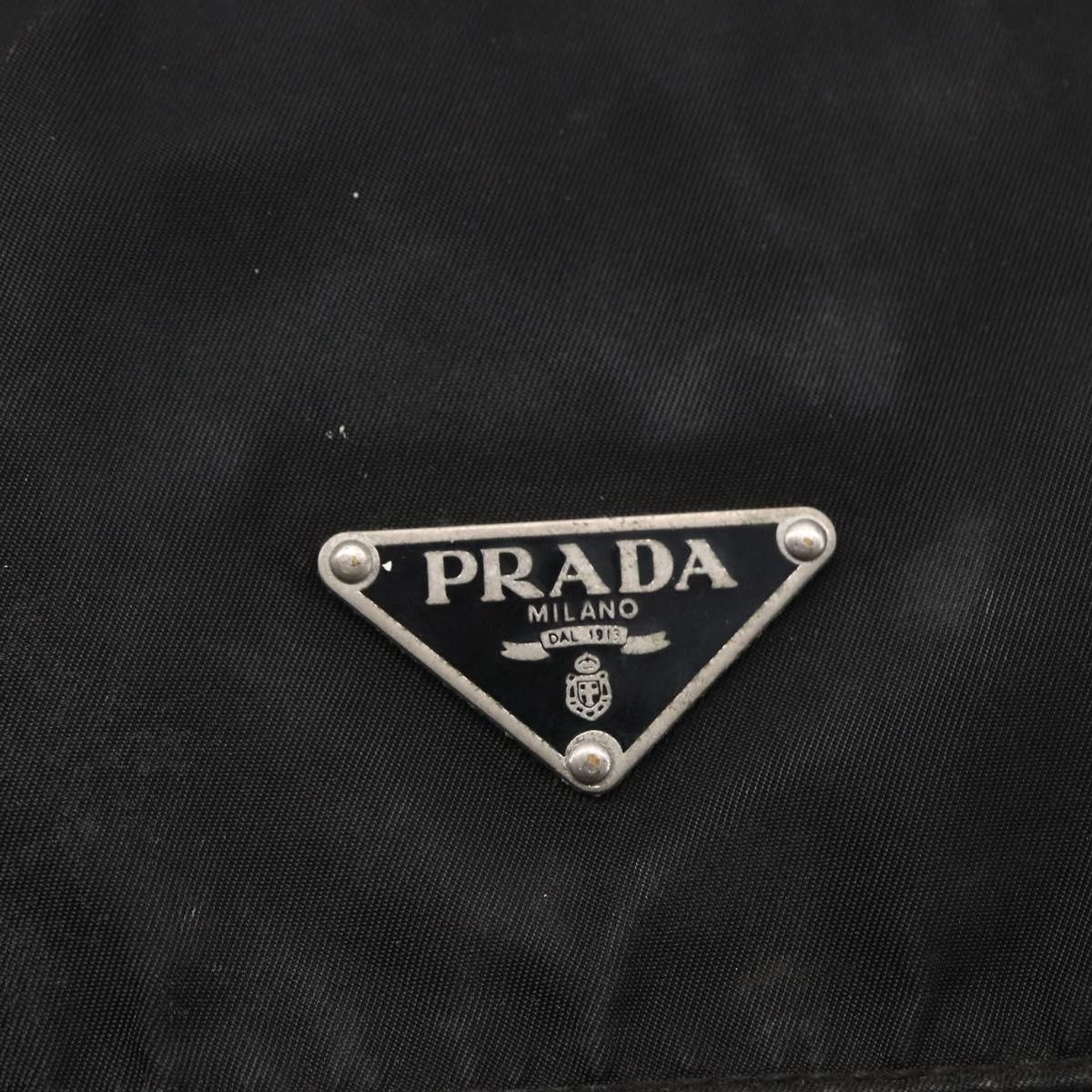 PRADA Shoulder Bag Nylon Black Silver Auth 152083