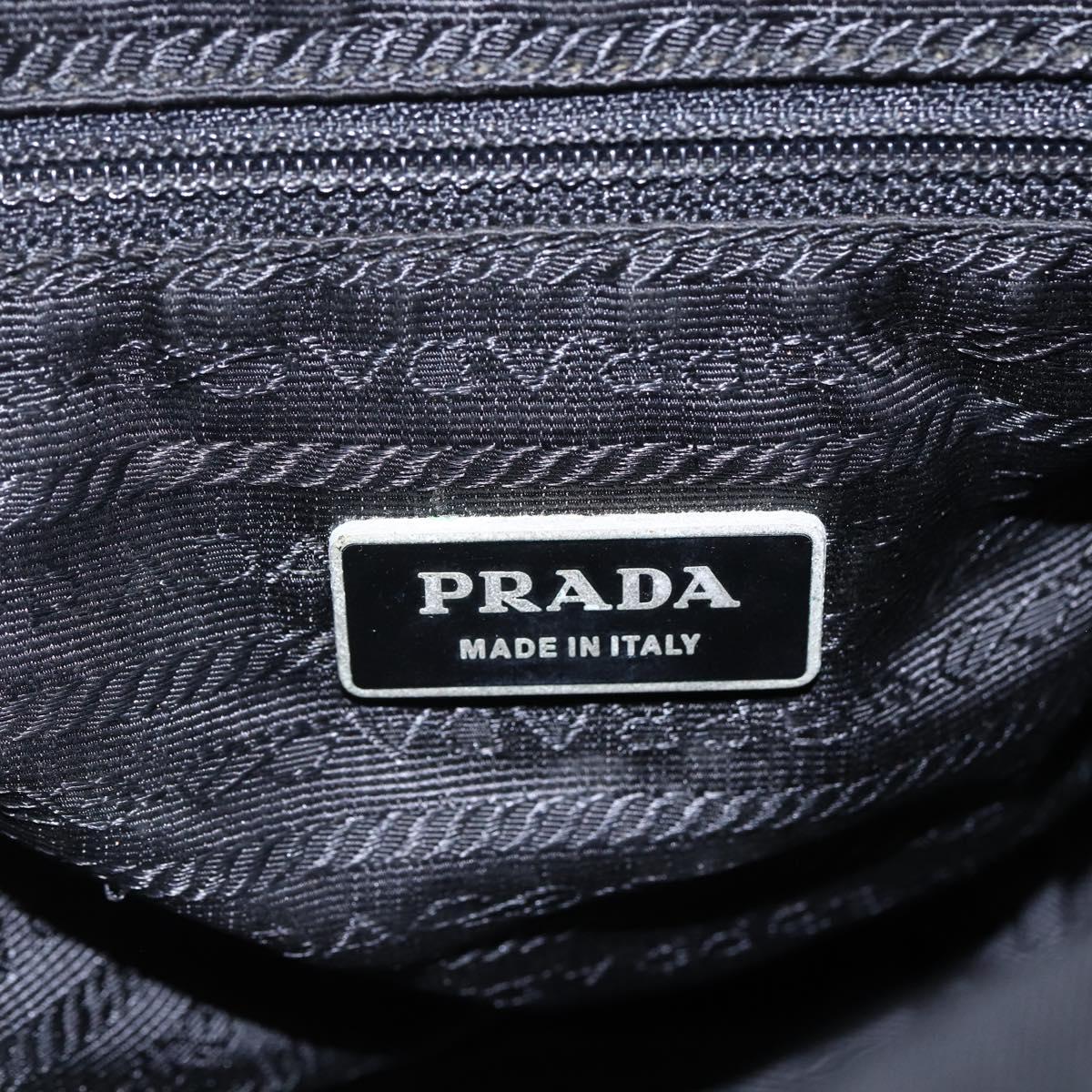 PRADA Shoulder Bag Nylon Black Silver Auth 152083