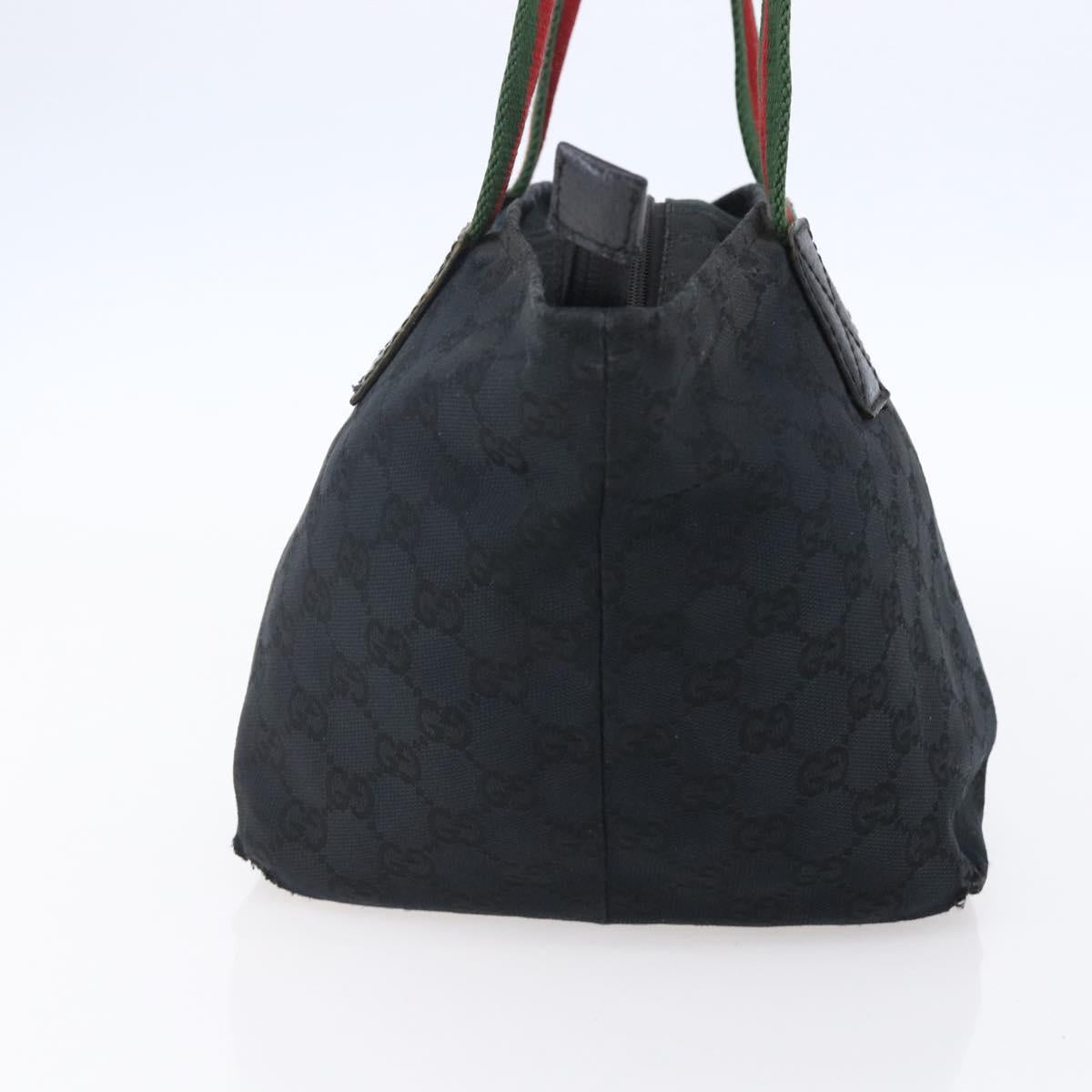 GUCCI GG Canvas Web Sherry Line Hand Bag Black Red Green 131228 Auth 152084