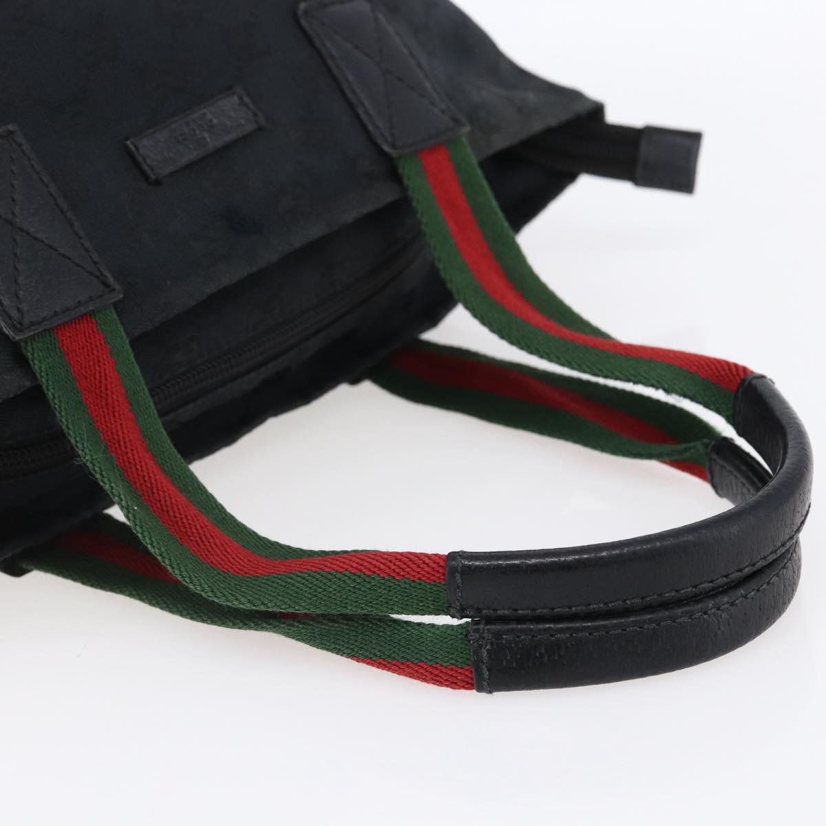GUCCI GG Canvas Web Sherry Line Hand Bag Black Red Green 131228 Auth 152084