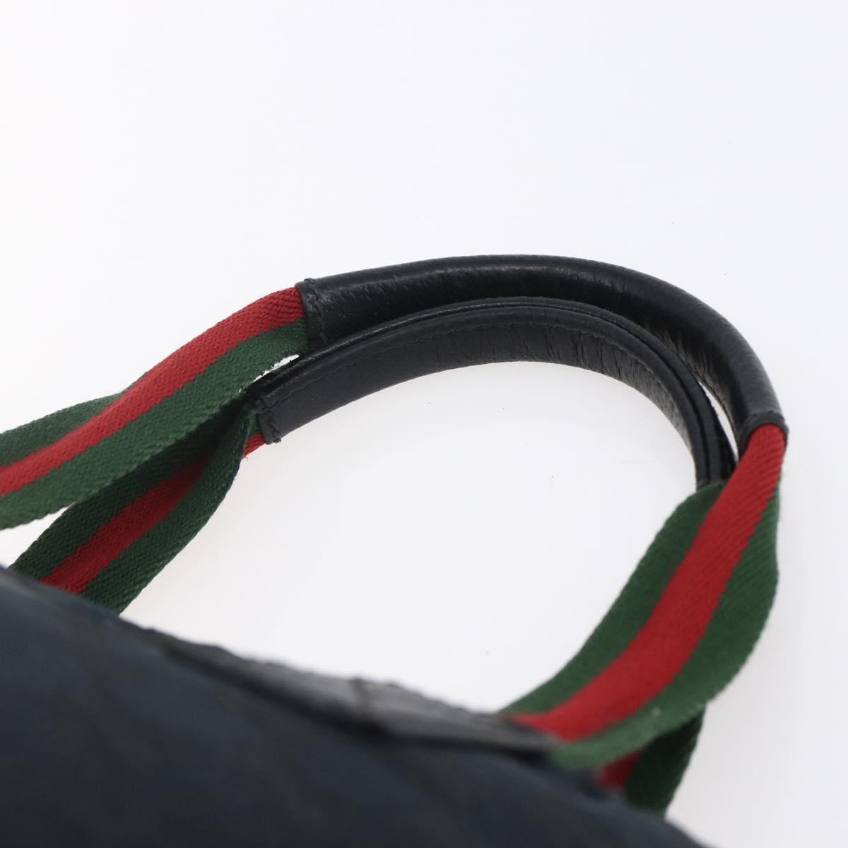 GUCCI GG Canvas Web Sherry Line Hand Bag Black Red Green 131228 Auth 152084