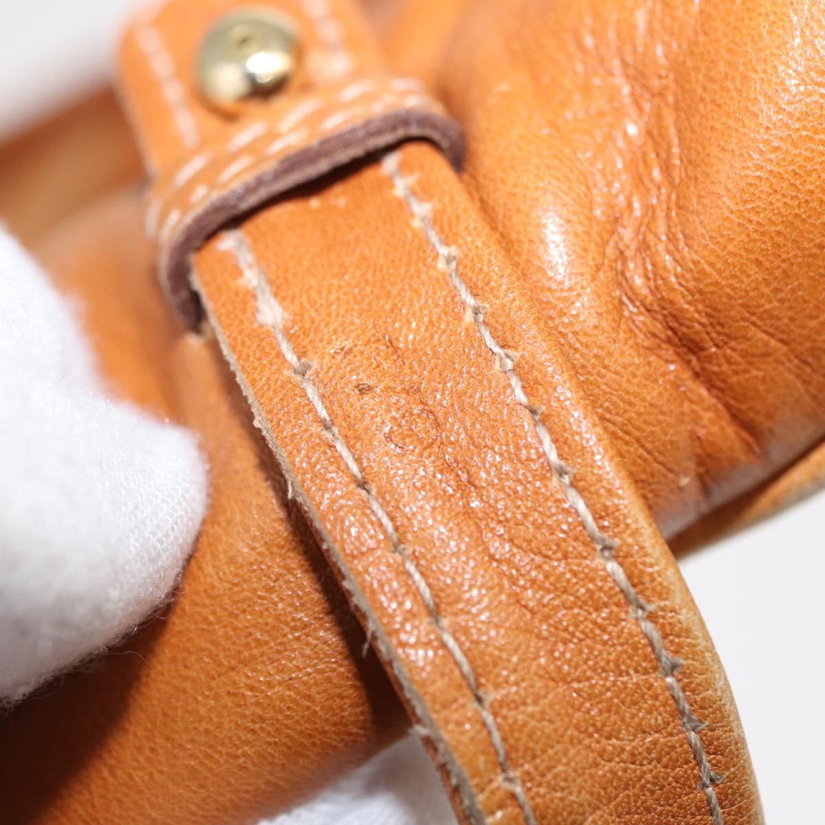 CELINE Shoulder Bag Leather Brown Gold Auth 152085