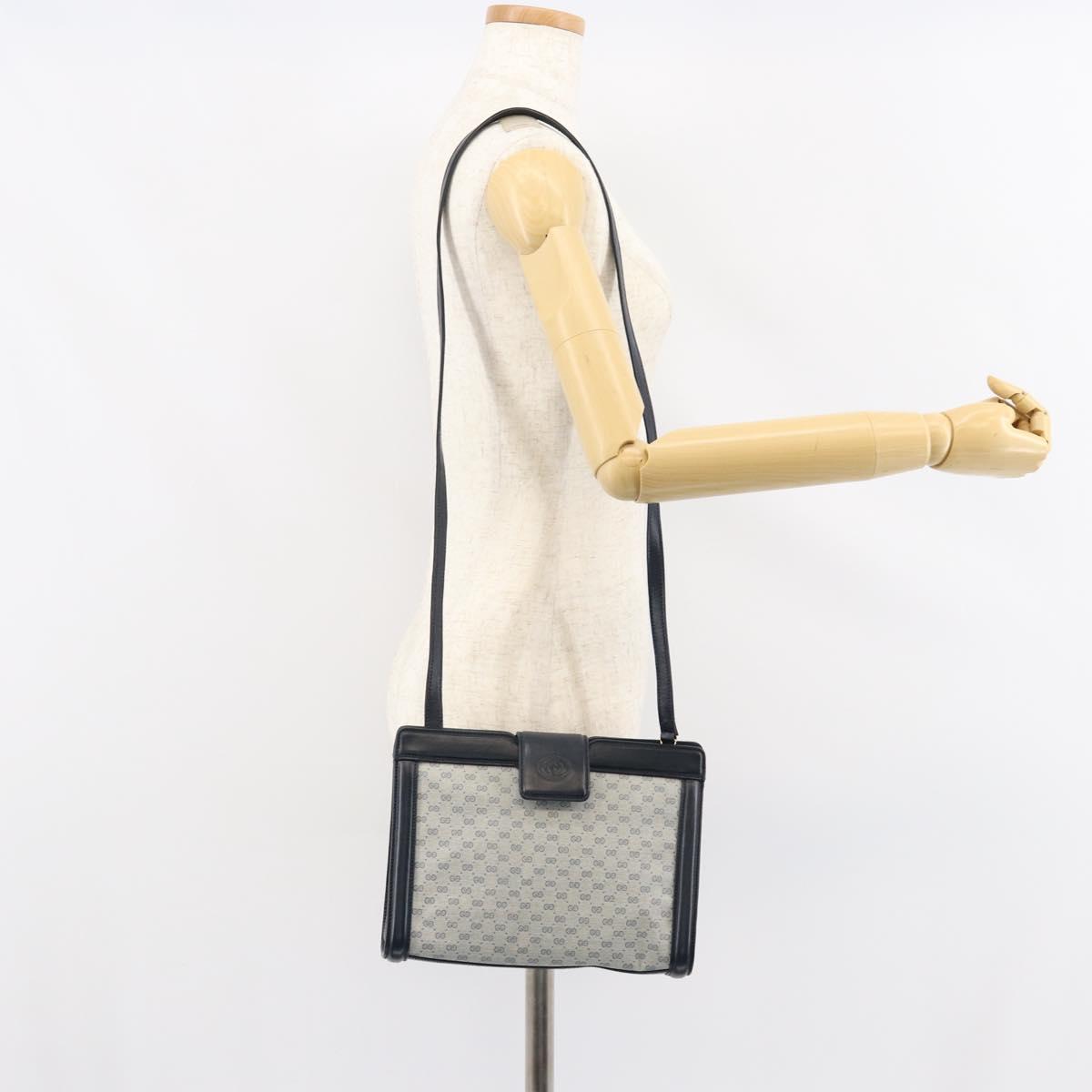 GUCCI Micro GG Supreme Shoulder Bag PVC Navy Gold 004 113 0364 Auth 152086