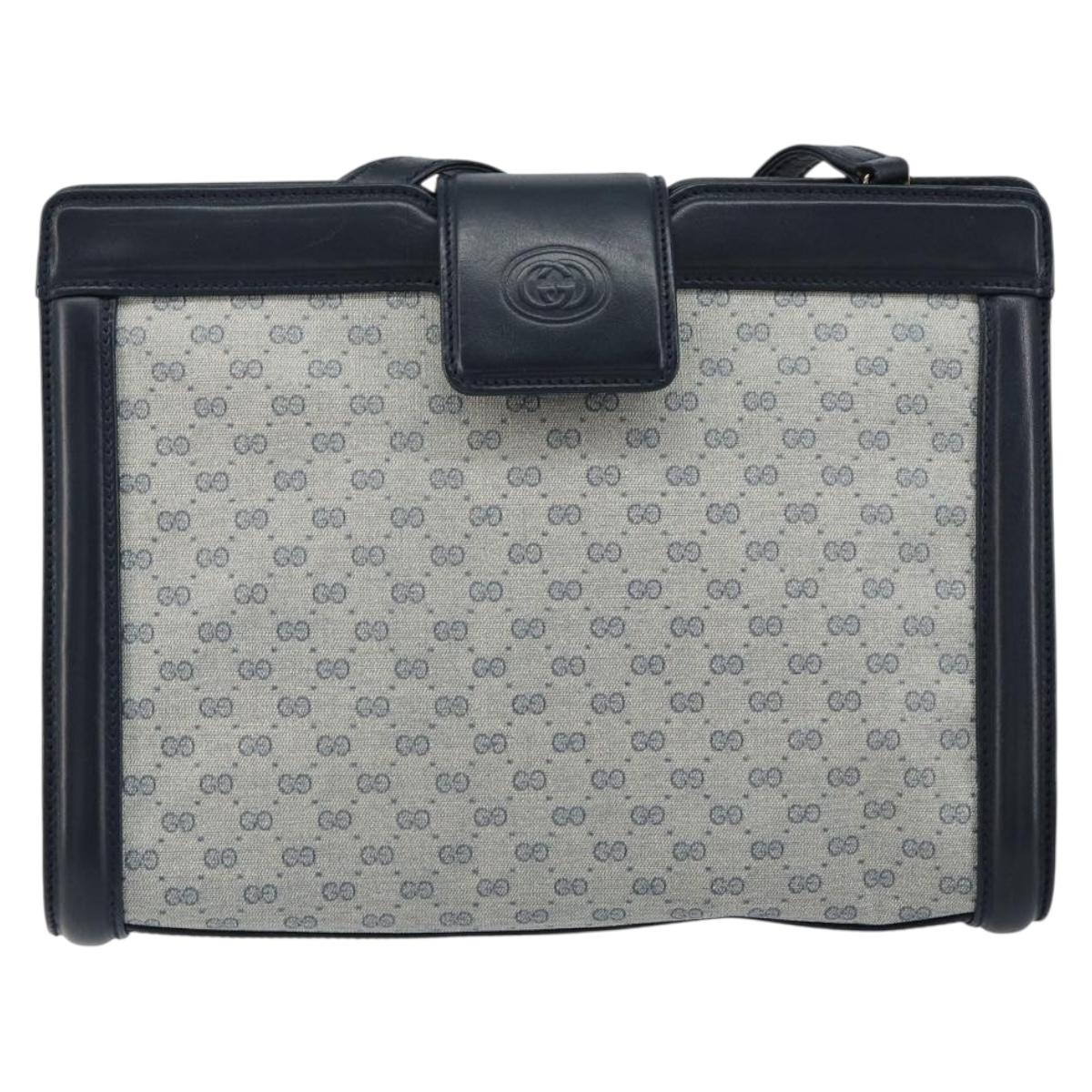 GUCCI Micro GG Supreme Shoulder Bag PVC Navy Gold 004 113 0364 Auth 152086