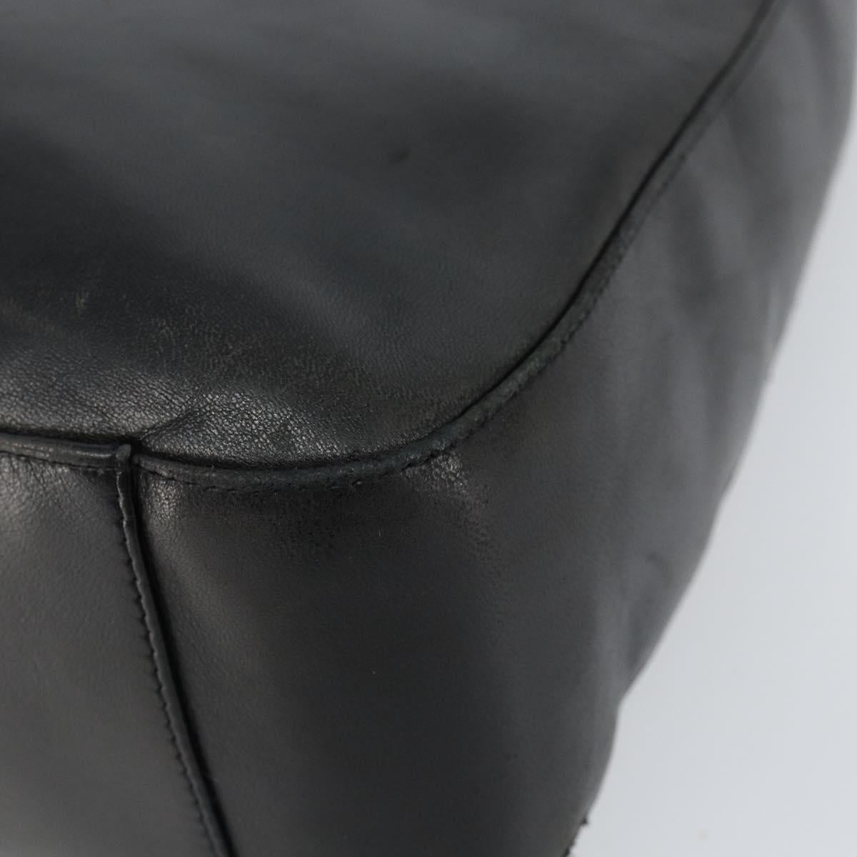 BALLY Hand Bag Leather Black Silver Auth 152095