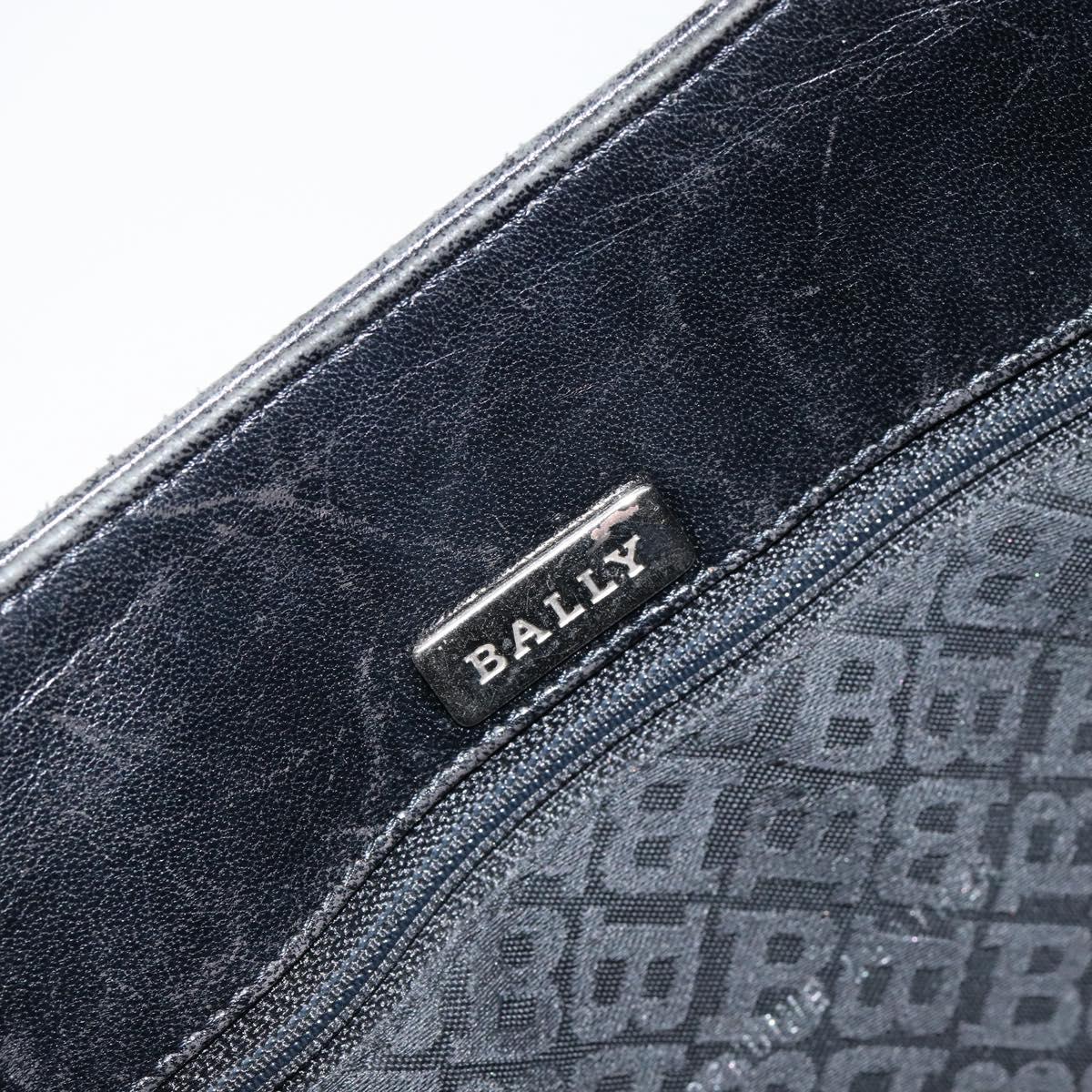 BALLY Hand Bag Leather Black Silver Auth 152095