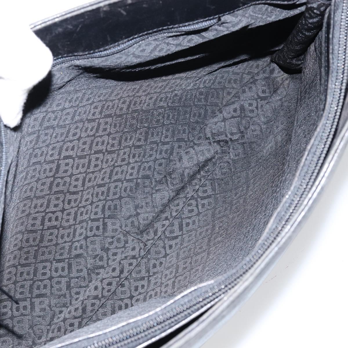 BALLY Hand Bag Leather Black Silver Auth 152095