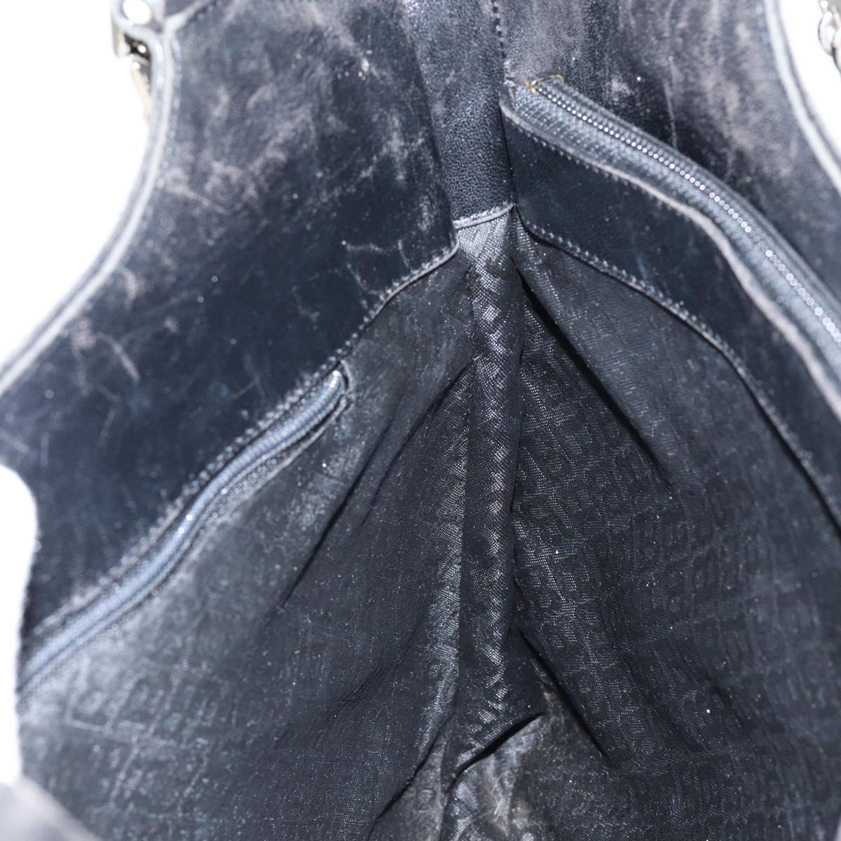 BALLY Hand Bag Leather Black Silver Auth 152095