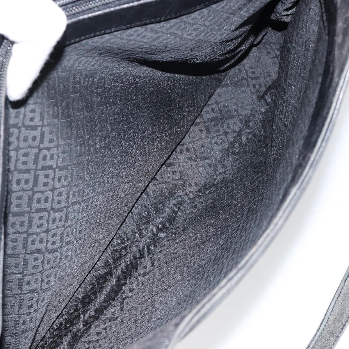 BALLY Hand Bag Leather Black Silver Auth 152095