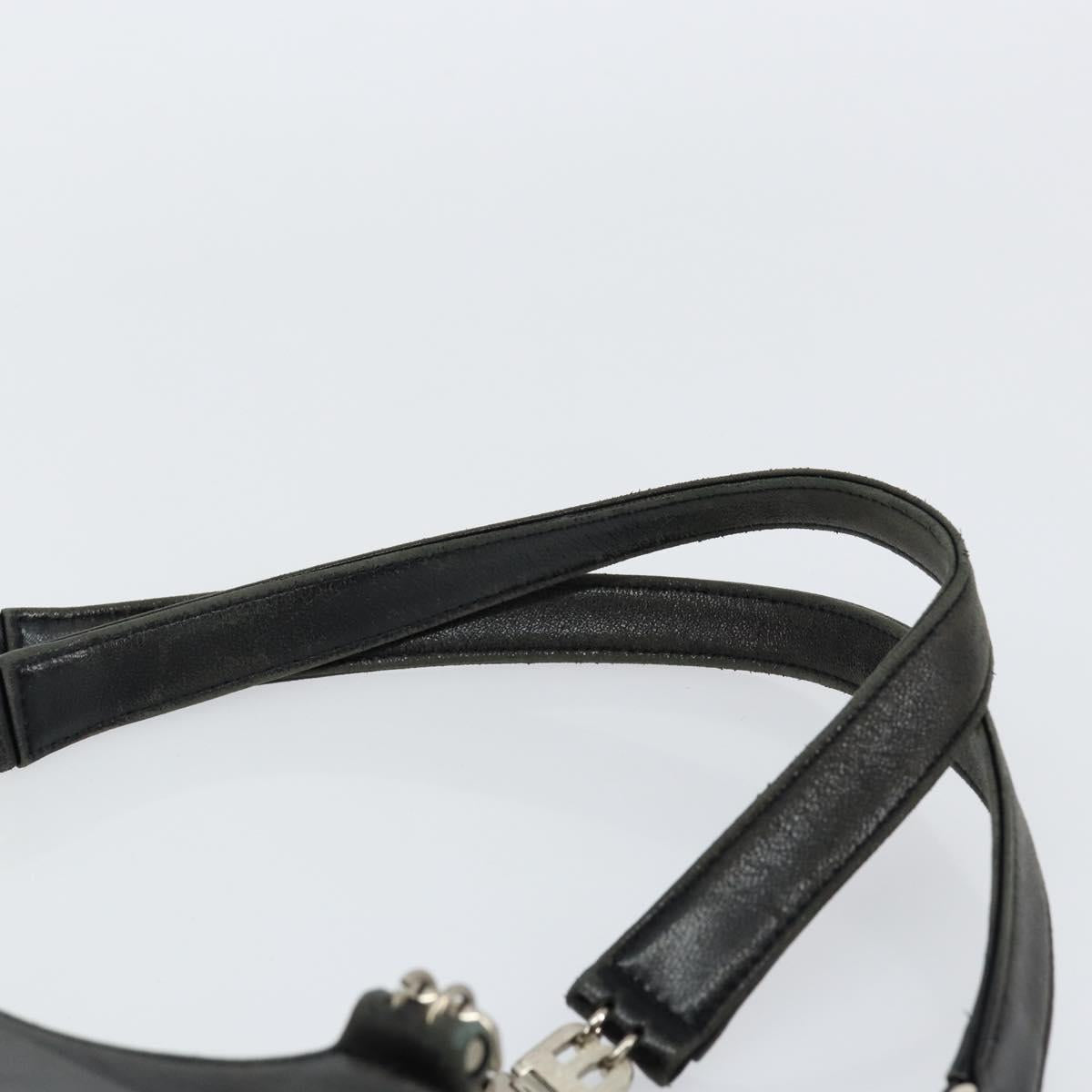 BALLY Hand Bag Leather Black Silver Auth 152095