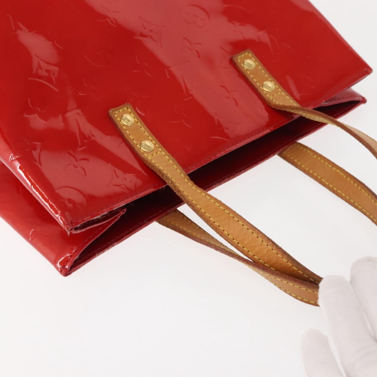 LOUIS VUITTON Monogram Vernis Reade MM Hand Bag Red Rouge M91086 LV Auth 152096