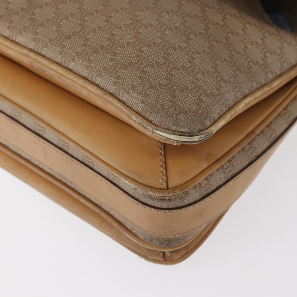 CELINE Macadam Canvas Shoulder Bag PVC Beige Gold Auth 152108