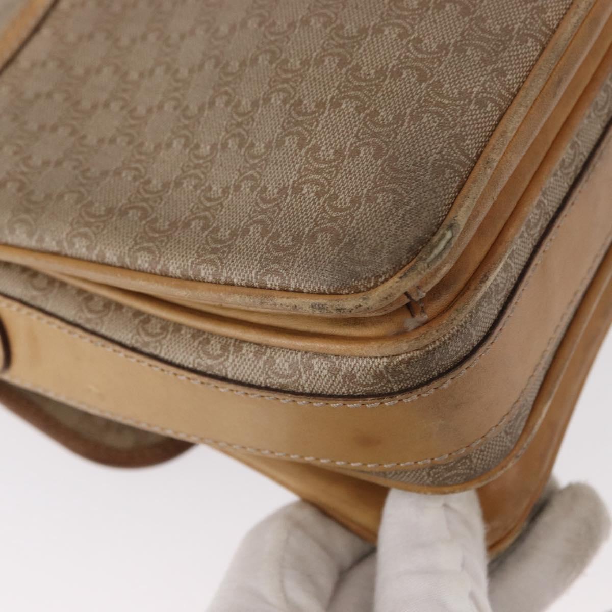 CELINE Macadam Canvas Shoulder Bag PVC Beige Gold Auth 152108