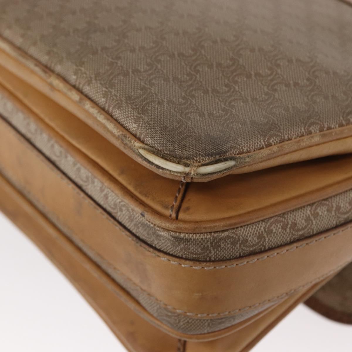 CELINE Macadam Canvas Shoulder Bag PVC Beige Gold Auth 152108