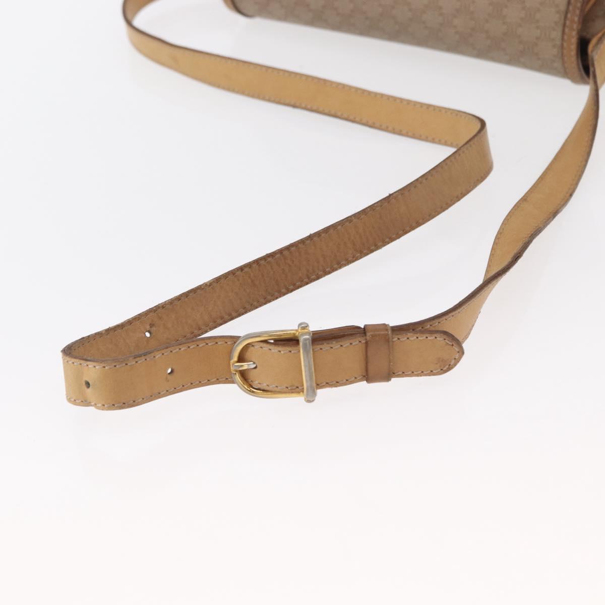CELINE Macadam Canvas Shoulder Bag PVC Beige Gold Auth 152108