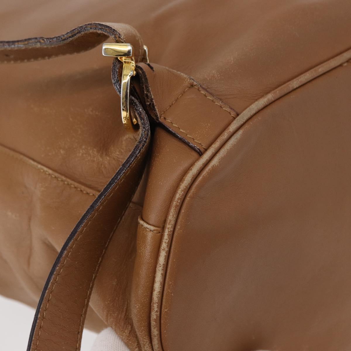 Salvatore Ferragamo Backpack Leather Beige Gold Auth 152109