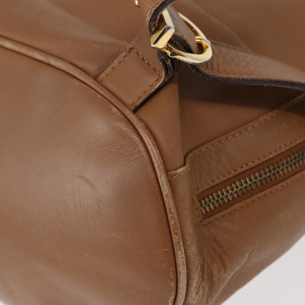 Salvatore Ferragamo Backpack Leather Beige Gold Auth 152109