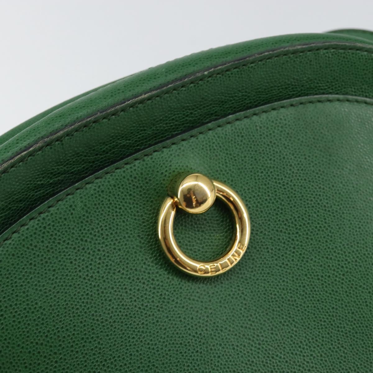 CELINE Shoulder Bag Leather Green Gold Auth 152110