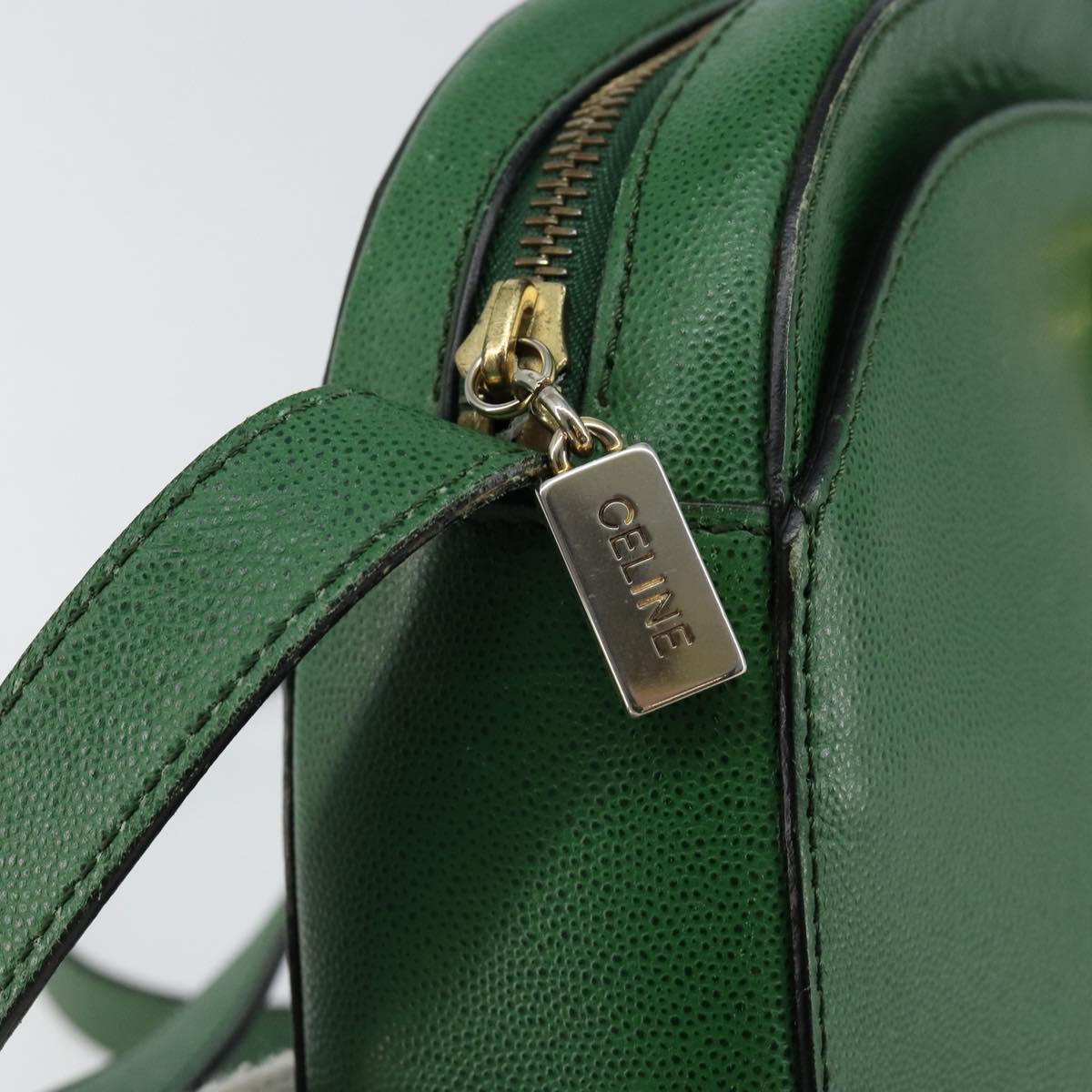 CELINE Shoulder Bag Leather Green Gold Auth 152110