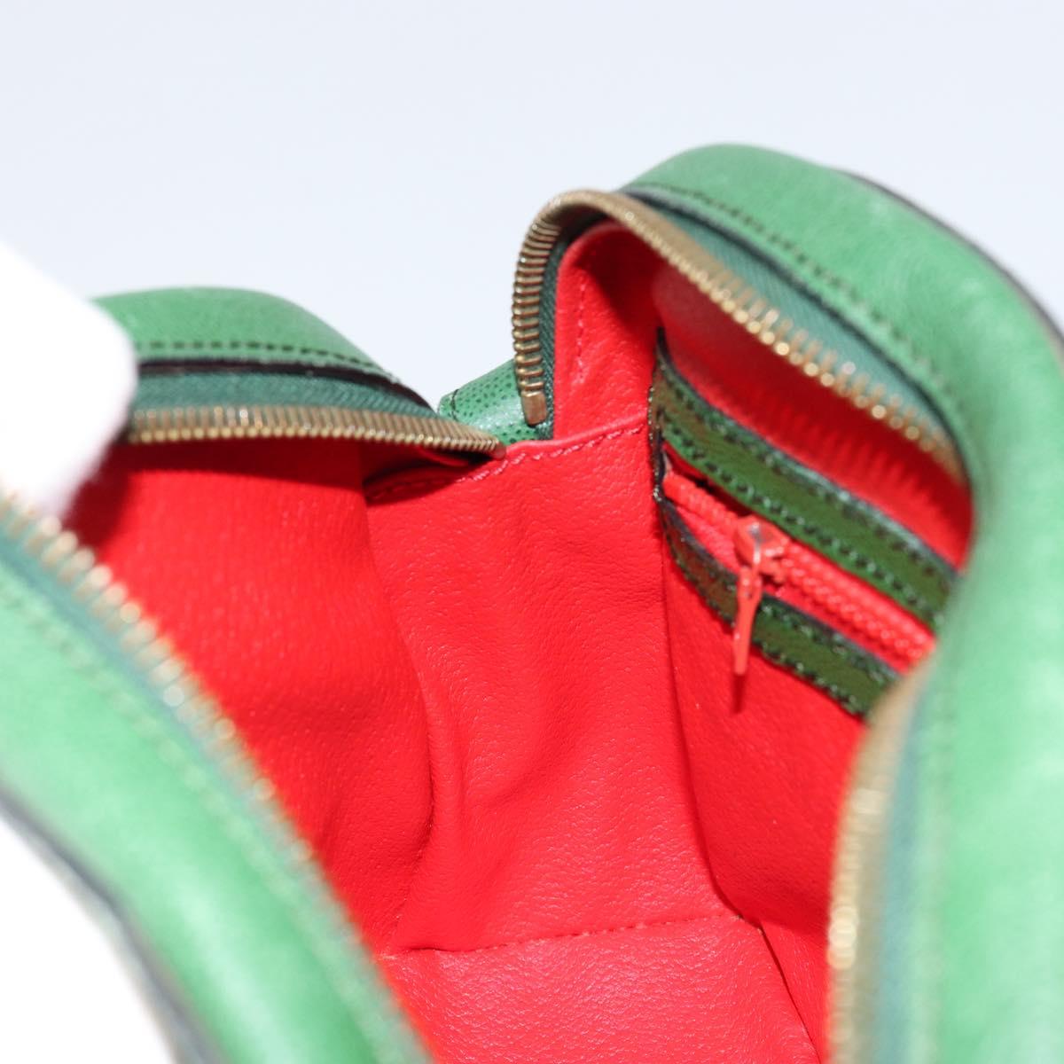 CELINE Shoulder Bag Leather Green Gold Auth 152110