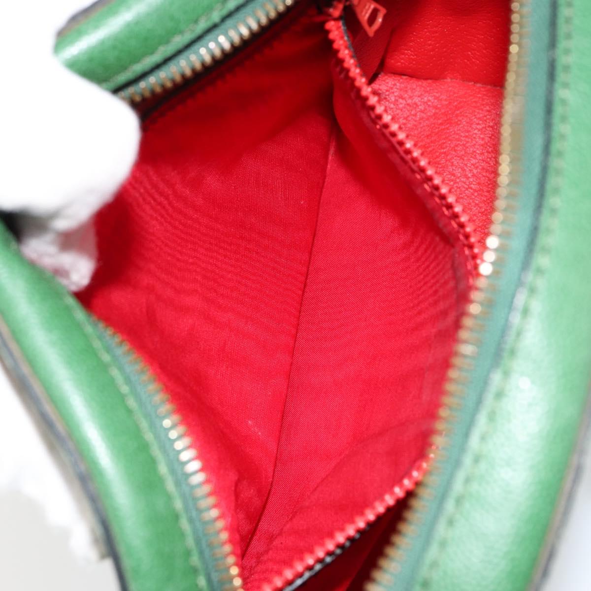 CELINE Shoulder Bag Leather Green Gold Auth 152110