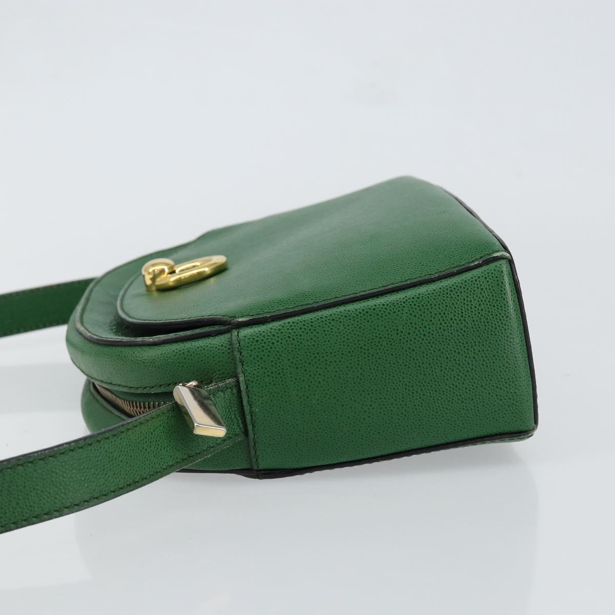 CELINE Shoulder Bag Leather Green Gold Auth 152110