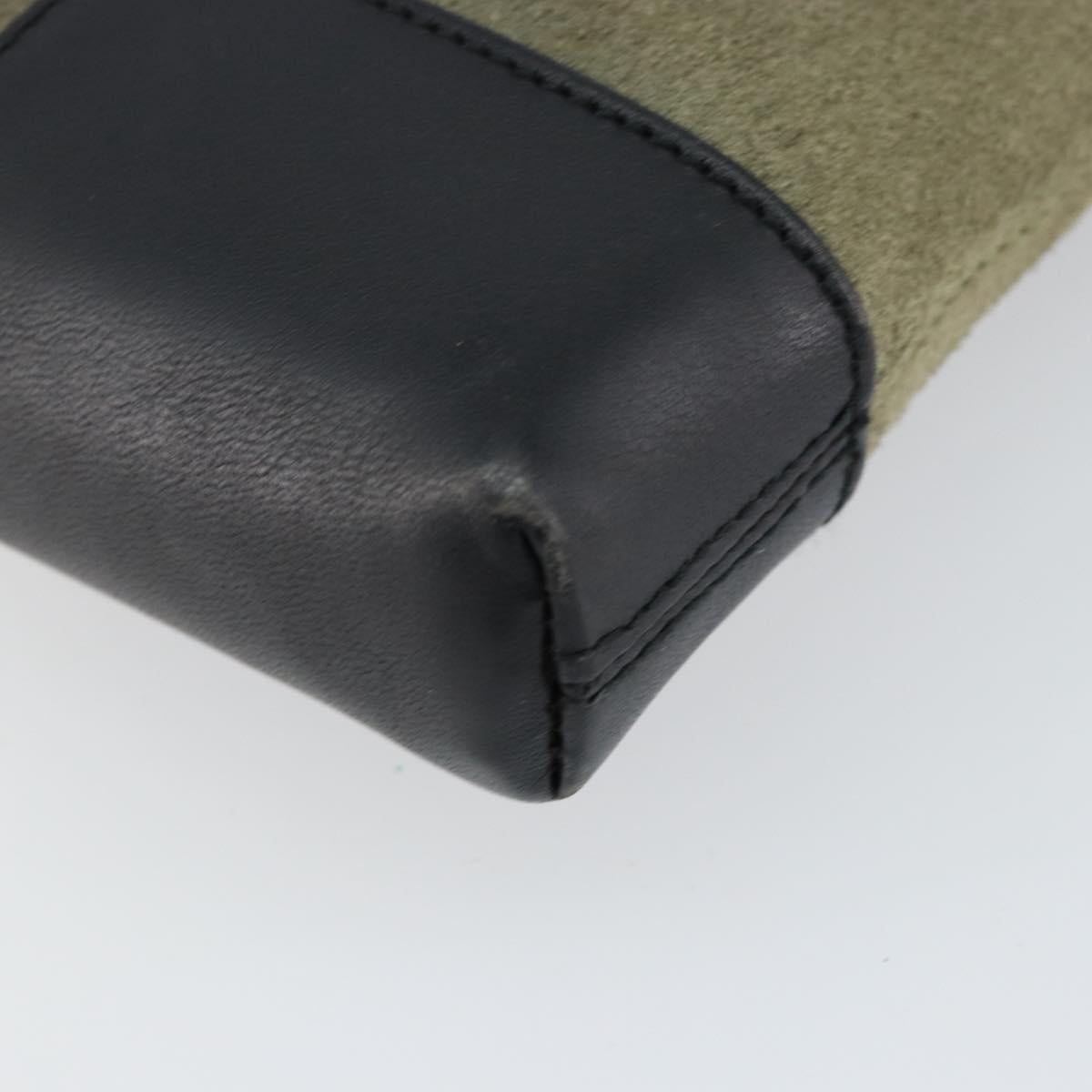 LOEWE Anagram Shoulder Bag Suede Leather Gray Gold Auth 152120