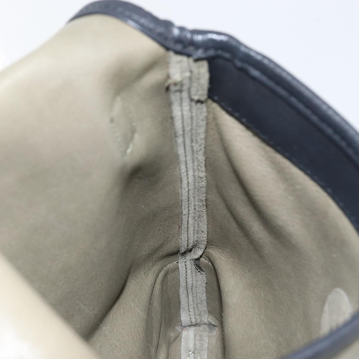 LOEWE Anagram Shoulder Bag Suede Leather Gray Gold Auth 152120