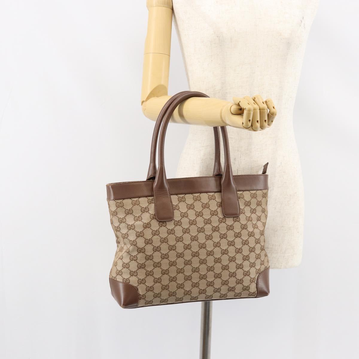 GUCCI GG Canvas Tote Bag Beige Silver 002 1119 Auth 152134