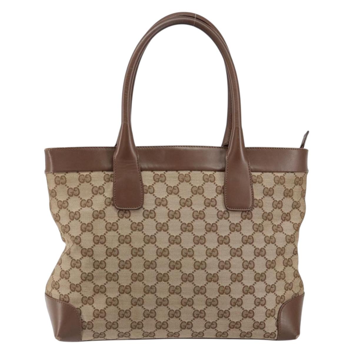 GUCCI GG Canvas Tote Bag Beige Silver 002 1119 Auth 152134