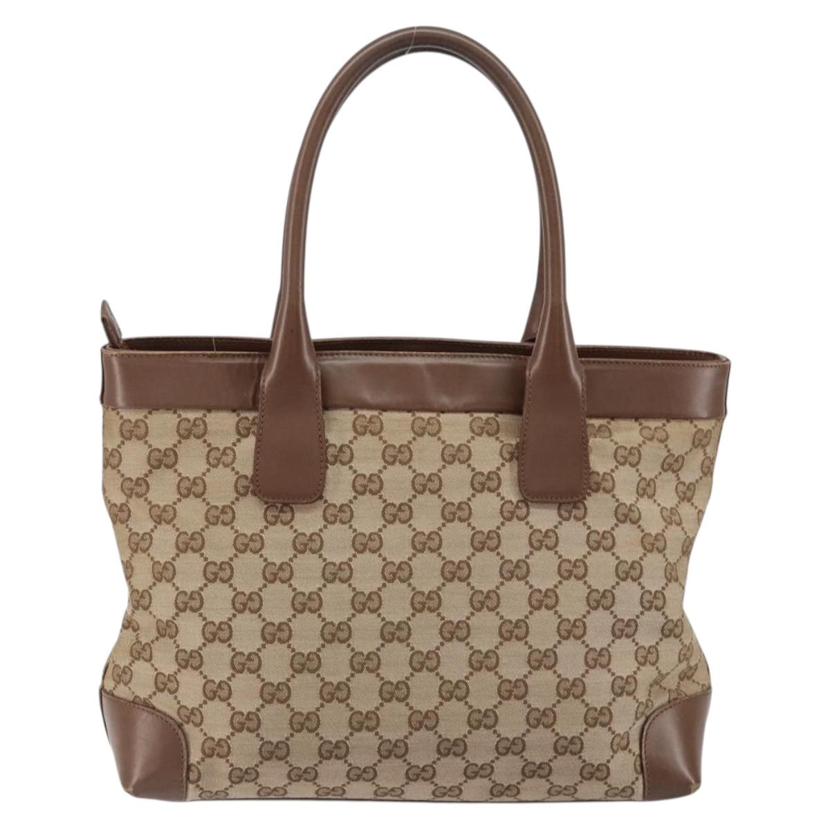 GUCCI GG Canvas Tote Bag Beige Silver 002 1119 Auth 152134