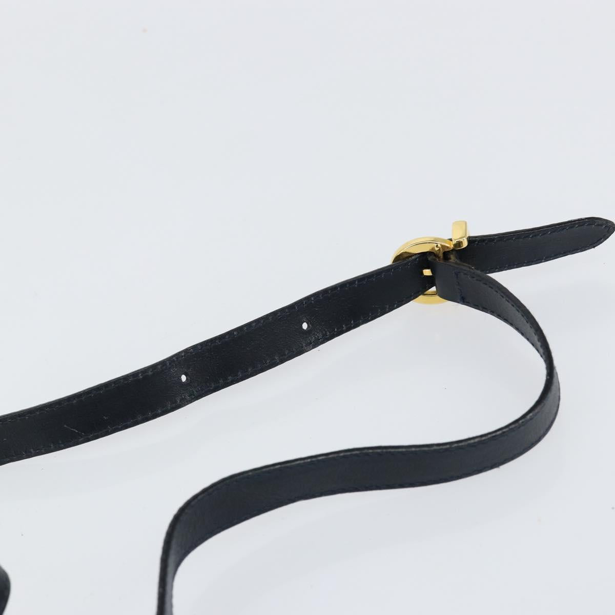 Salvatore Ferragamo Vala Ribbon Hand Bag Leather 2way Navy Gold Auth 152145