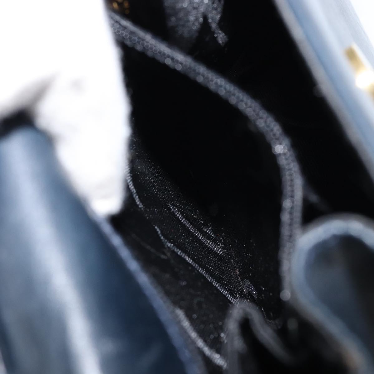 Salvatore Ferragamo Vala Ribbon Hand Bag Leather 2way Navy Gold Auth 152145