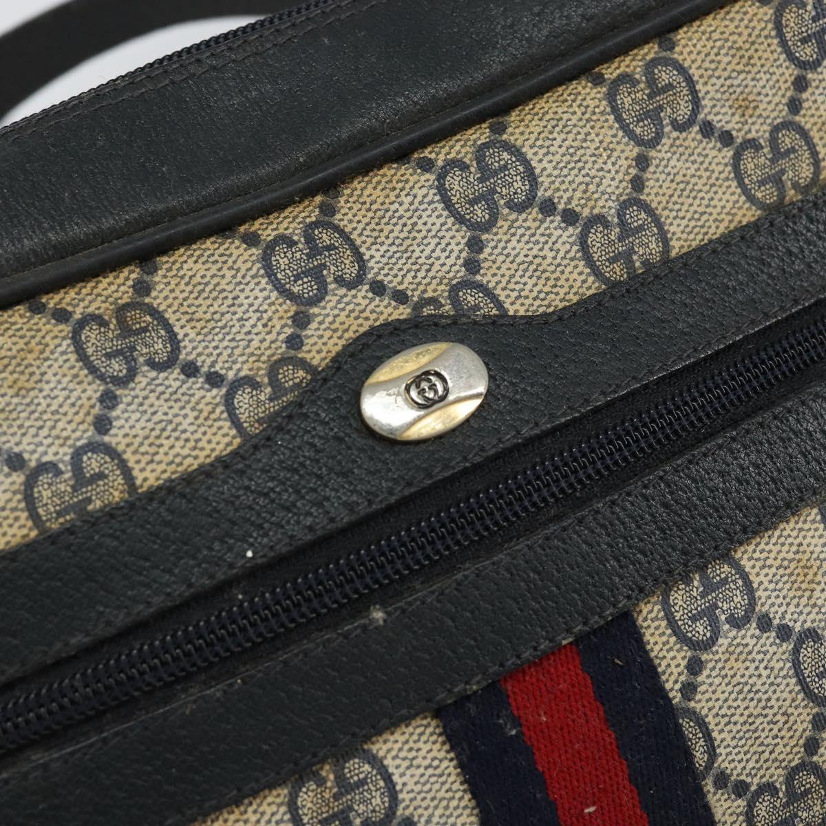 GUCCI GG Supreme Sherry Line Shoulder Bag PVC Navy Gold 68 02 004 Auth 152148