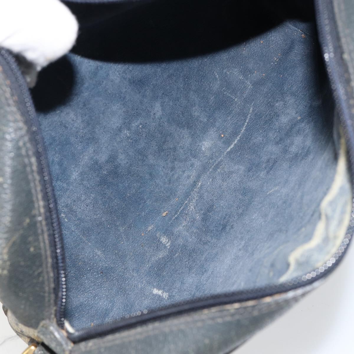 GUCCI GG Supreme Sherry Line Shoulder Bag PVC Navy Gold 68 02 004 Auth 152148