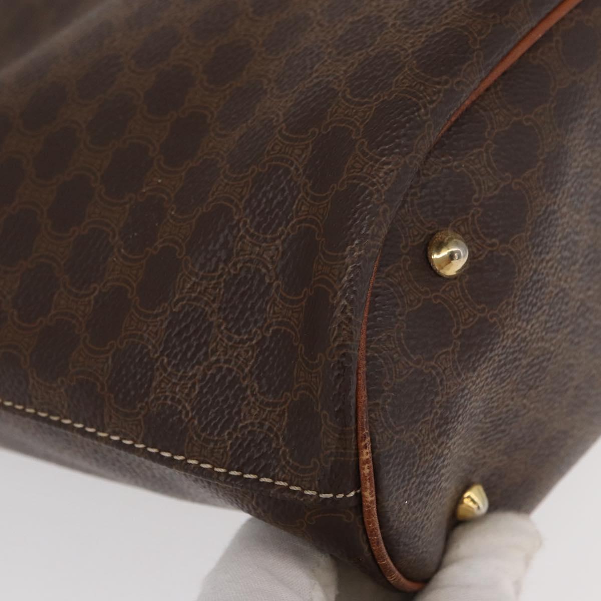 CELINE Macadam Canvas Tote Bag PVC Brown Gold Auth 152149