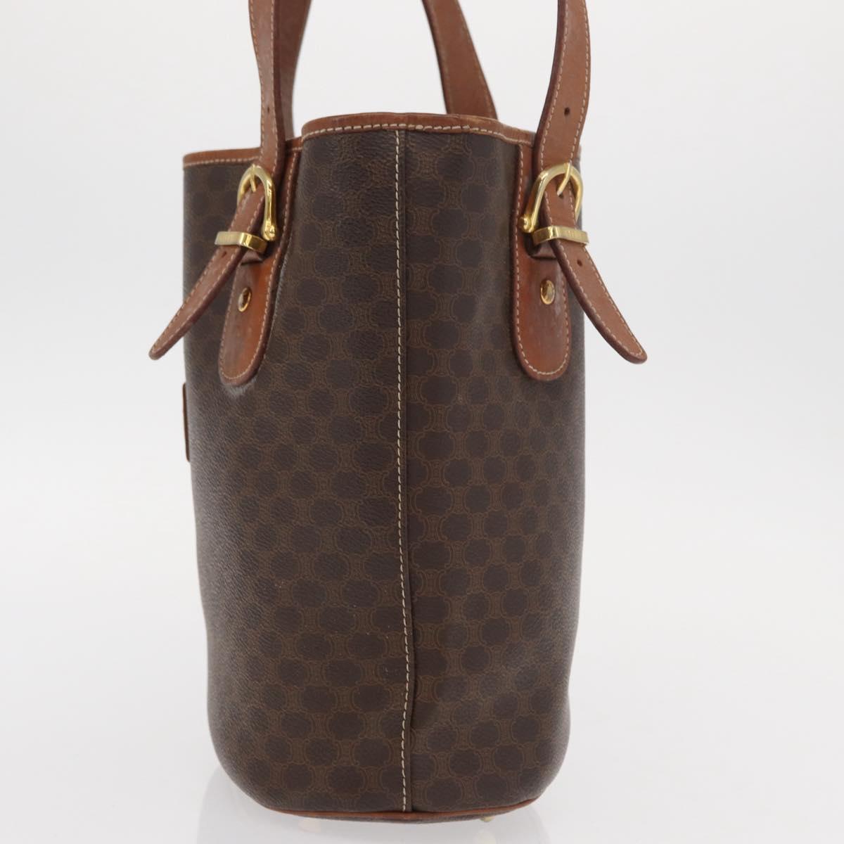 CELINE Macadam Canvas Tote Bag PVC Brown Gold Auth 152149