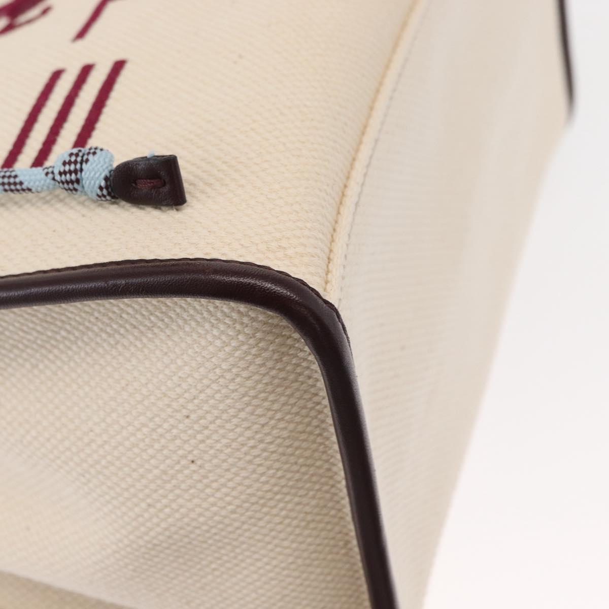 ETRO Tote Bag Canvas 2way White Gold Auth 152152