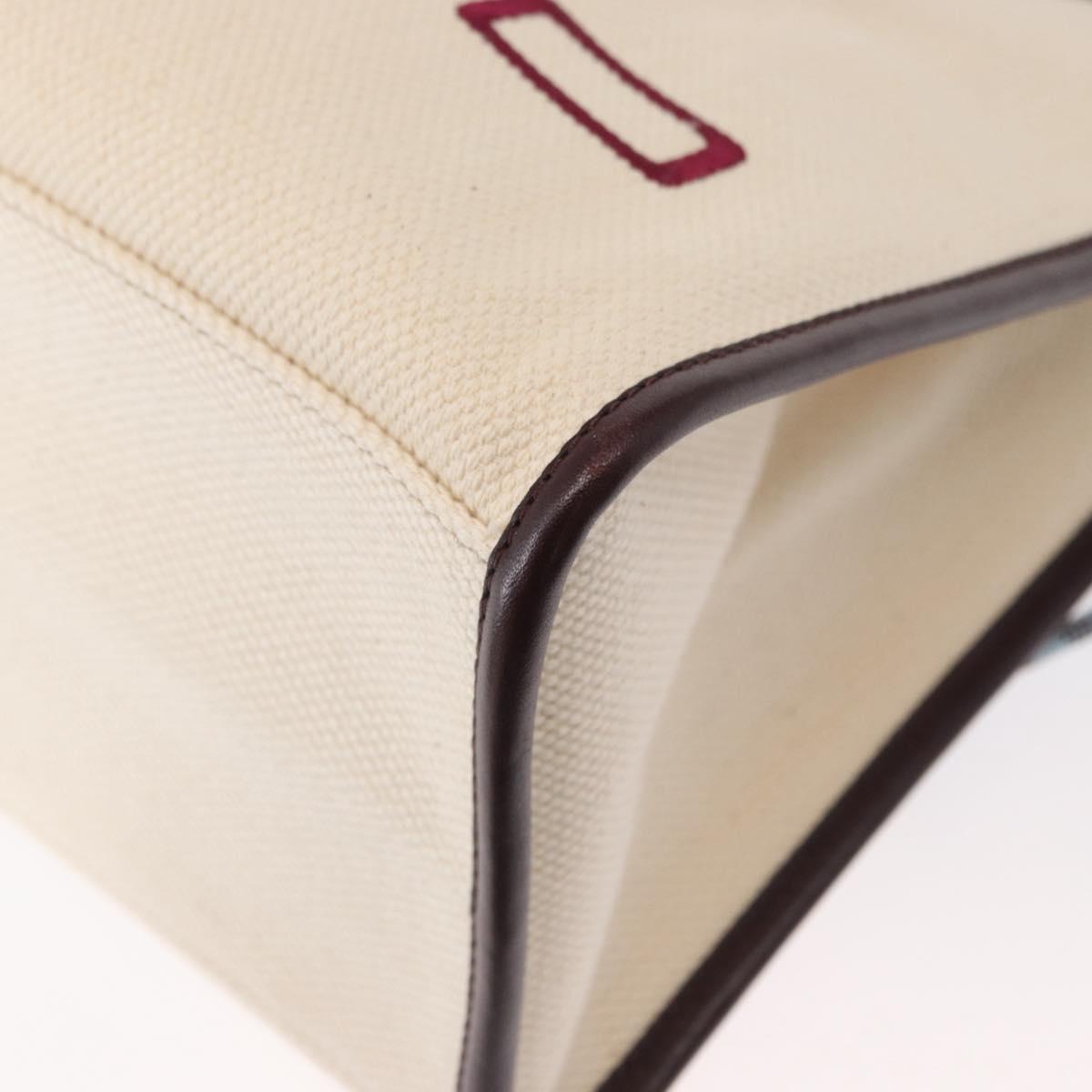 ETRO Tote Bag Canvas 2way White Gold Auth 152152