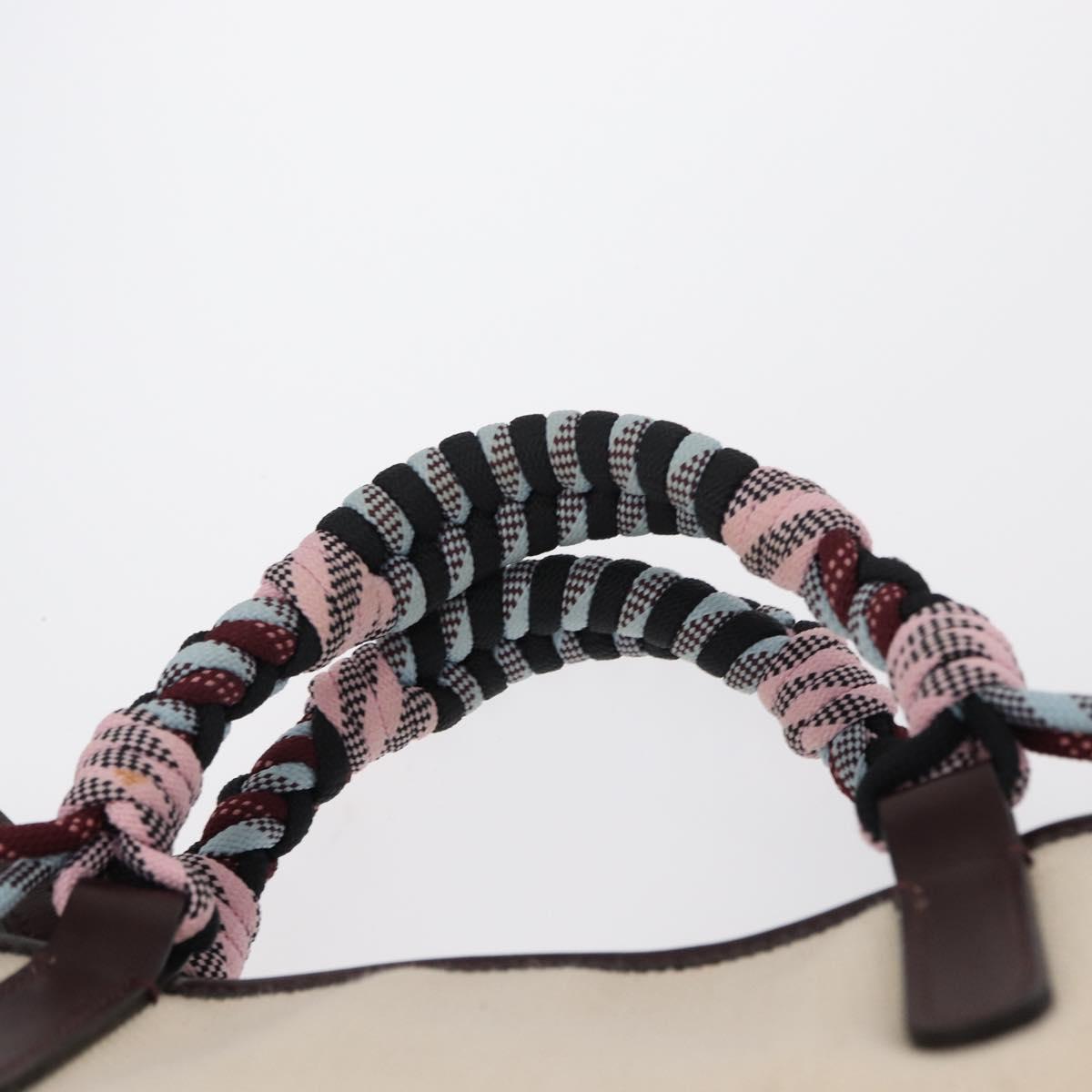 ETRO Tote Bag Canvas 2way White Gold Auth 152152