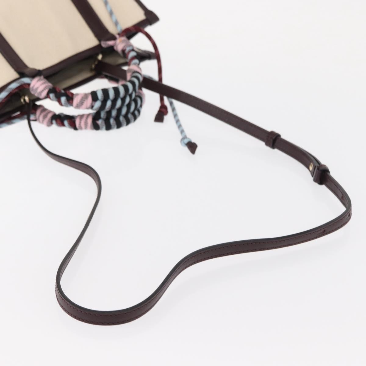 ETRO Tote Bag Canvas 2way White Gold Auth 152152