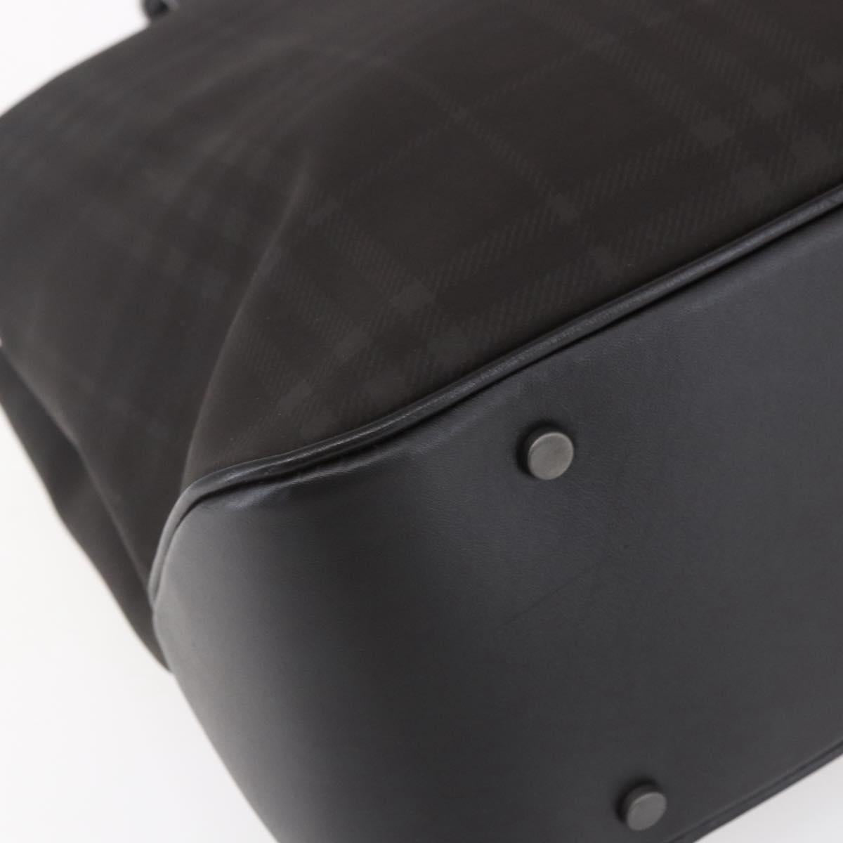 BURBERRY Nova Check Hand Bag PVC Brown Silver Auth 152155