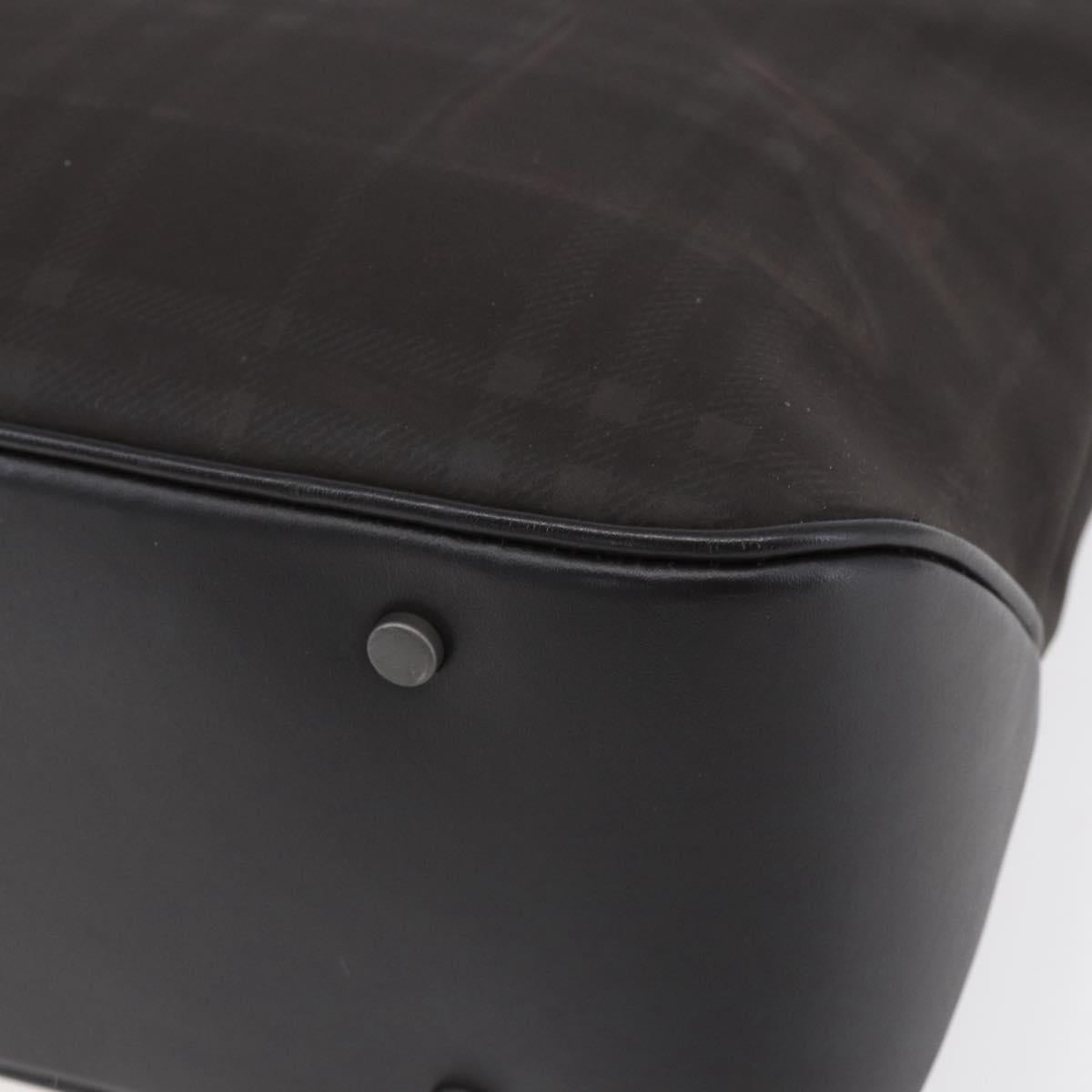 BURBERRY Nova Check Hand Bag PVC Brown Silver Auth 152155