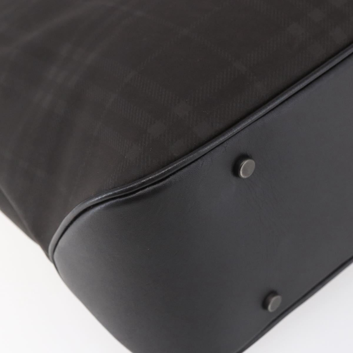 BURBERRY Nova Check Hand Bag PVC Brown Silver Auth 152155