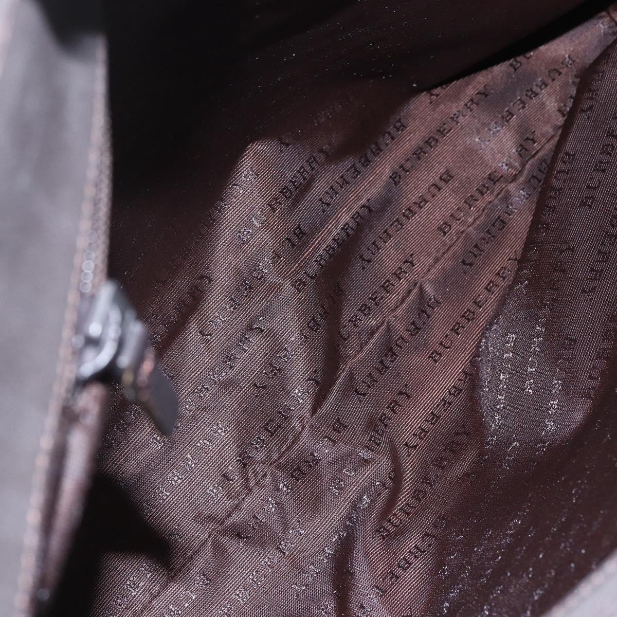 BURBERRY Nova Check Hand Bag PVC Brown Silver Auth 152155