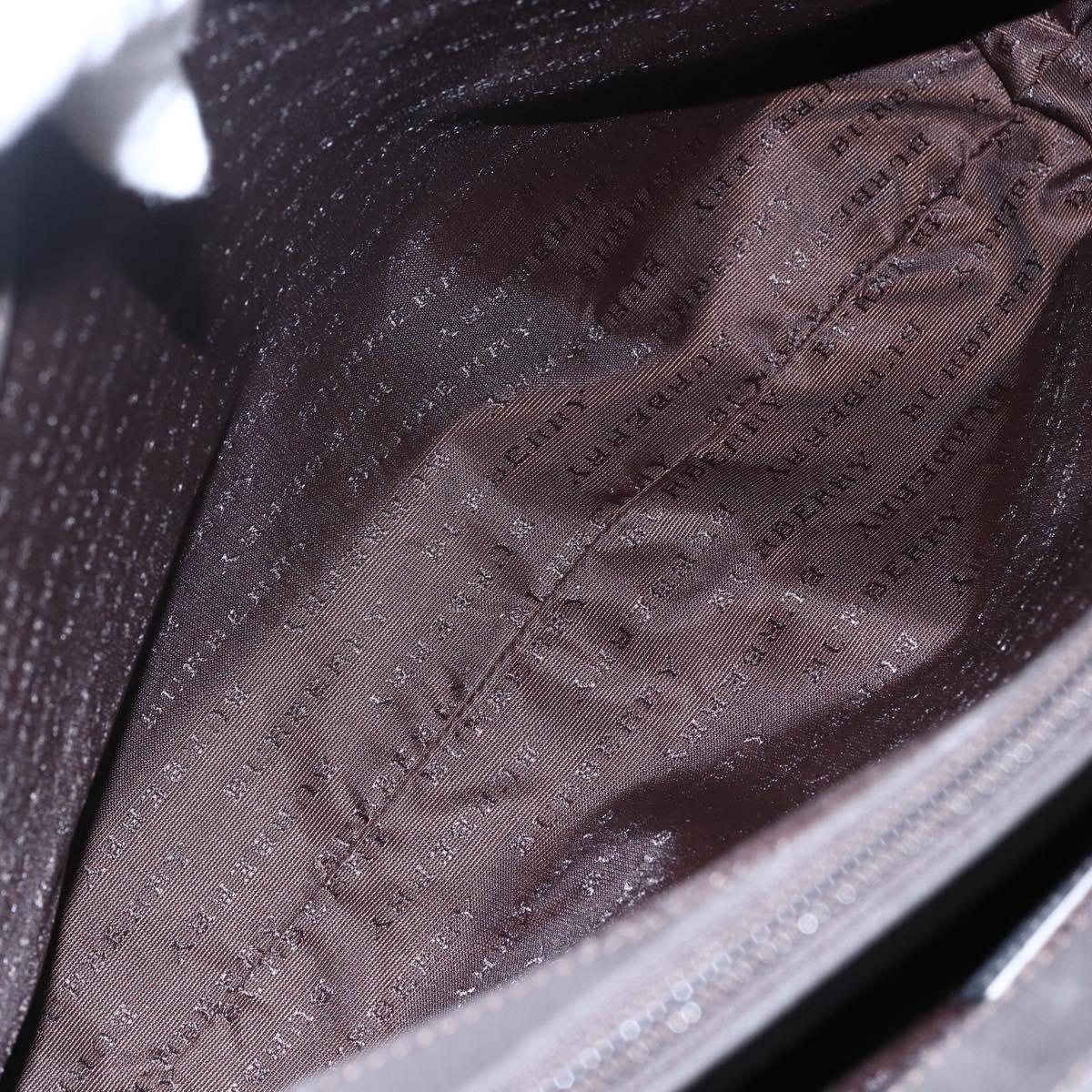 BURBERRY Nova Check Hand Bag PVC Brown Silver Auth 152155